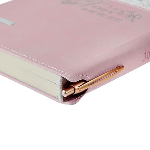 Christian Art Gifts Classic Journal w/Pen Holder & Elastic Closure, Done in Love - 1 Corinthians 16:14 Bible Verse, Inspirational Scripture Notebook w/Ribbon Marker, 336 Lined Pages, Pink Florals thumbnail 5