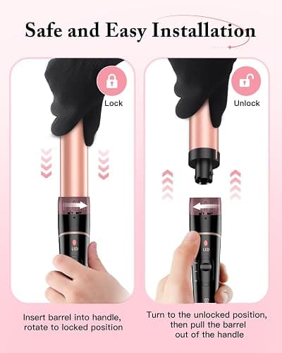 Long Barrel Curling Iron Wand Set - BESTOPE PRO 6 in 1 Curling Wand Set with Ceramic Barrel for Long Hair, 0.35"-1.25" Interchangeable Hair Wand Curler, Dual Voltage, Include Glove & Clips thumbnail 8