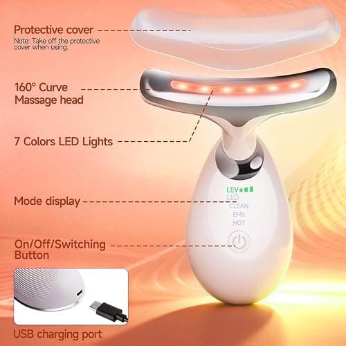 Face Massager, Face Sculpting Tool 7-in-1 with Heat & LED, Led Face Sculptor with 45±5°C & 3 Modes, Face Lifting Device for Neck Jawline, Facial Massager for Skin Tightening Anti-Wrinkle thumbnail 7