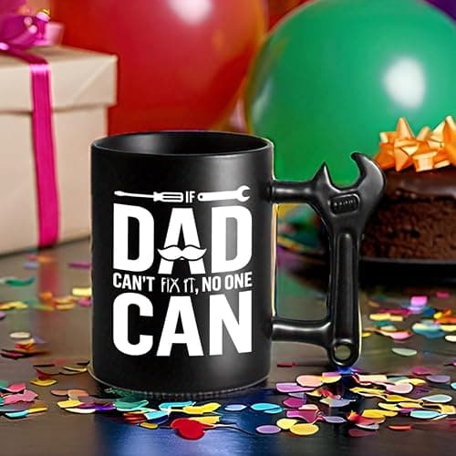 LOZACHE Novelty Coffee Mug with Wrench Handle for Dad, Funny Birthday Gifts from Daughter Son for Father, Papa, Daddy - Christmas, Father's Day Gift Idea - If Dad Can't Fix It NO One Can Cup thumbnail 3