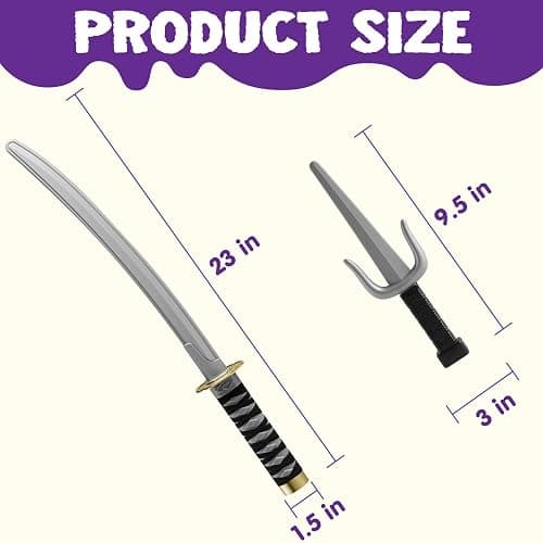 Spooktacular Creations Ninja Swords, Backpack Weapon Toy Set with Swords and Knives for Kids, Ninja Costume Accessories for Cosplay, Dress-up Party Black thumbnail 7