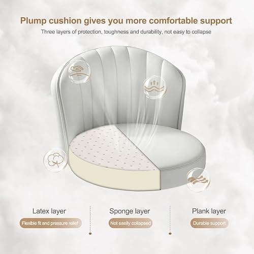 WXJHL Small Round Rolling Desk Chair Armless Comfy Vanity Computer Chair with Low Backrest PU Leather Height Adjustable Swivel Work Spa Chair thumbnail 5