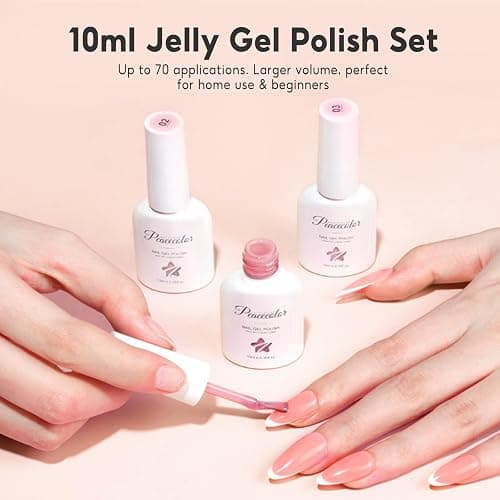 PEACECOLOR Jelly Gel Nail Polish Set 10ML 6pcs Nude Pink Neutral Sheer Transparent Spring Colors Soak Off Milky Jelly Gel Polish Nail Art Manicure Gifts for Women Salon DIY thumbnail 4
