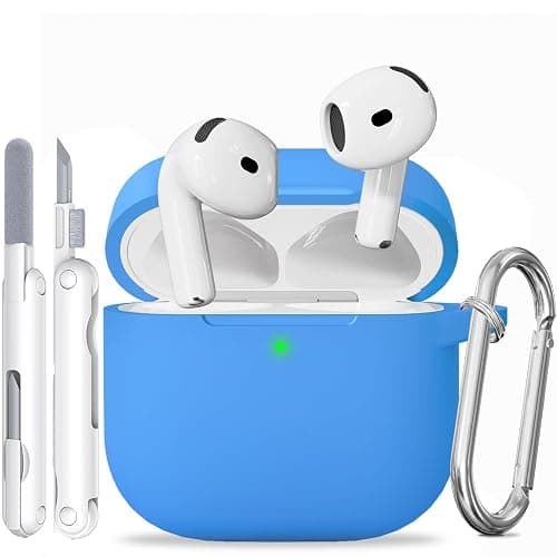 for AirPods 4 Case, TNSNK Silicone AirPod 4 Case Cover Compatible with Apple Airpods 4th Gen, Shockproof Protective Cases for Women Girly with Cleaner Kit and Keychain, Front LED Visible - Image 1