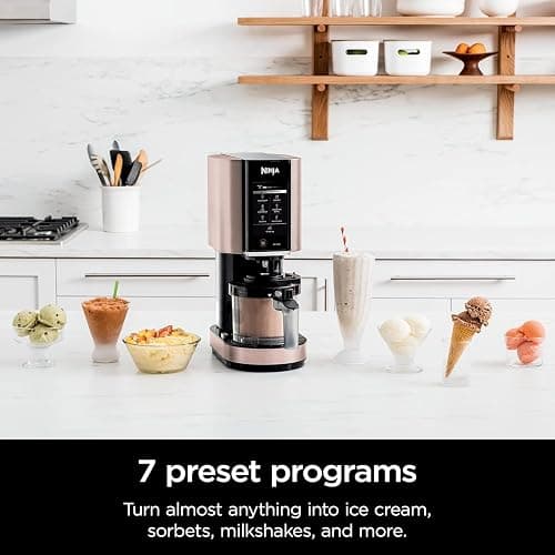 Ninja NC301 CREAMi, Ice Cream, Gelato, Milkshake, Sorbet, and Smoothie Bowl Maker, 7 One-Touch Programs, Rose Gold (Renewed) thumbnail 5