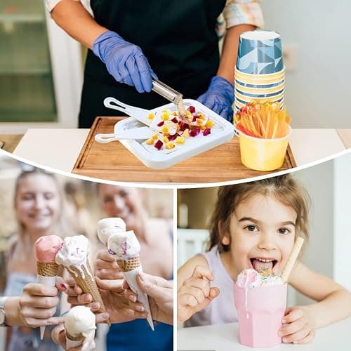 Jognee Ice Cream Roller Maker Pan, White, Includes 2 Spatulas, Manual Operation for Rolled Ice Cream, Sorbet, Frozen Yogurt, Gelato thumbnail 6