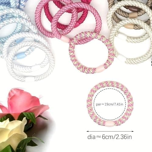 Kknekki Hair Ties, 10 Stück Modische, Schlichte Geflochtene Haarbänder Für Damen, Weiche, Elastische, Nicht Beschädigende Pferdeschwanzhalter(Blau) thumbnail 4