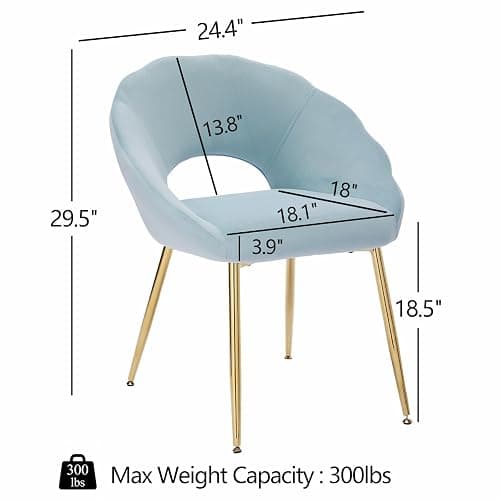 Modern Vanity Chair, Living Room Chair with Gold Metal Legs,Velvet Dining Chair, Comfy Accent Chair for Makeup Room, Waiting Room, Dressing Room, Bedroom, Dining Room, Home Office (1, Blue-green) thumbnail 2