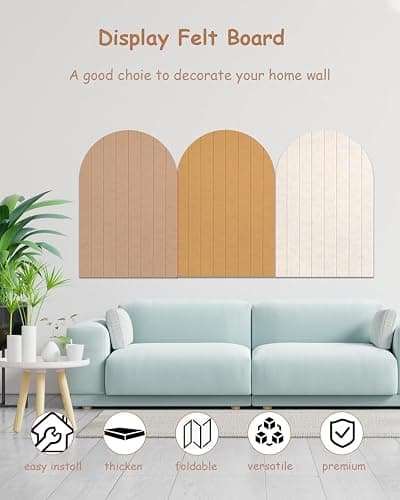 Foldable Cork Board, 0.9 cm Thick Large Felt Bulletin Board with Adhesive Sticker, Round Edges Wall Panels for Office Bedroom Living Room, Decorative Board for Pictures Notes (Beige, 120x60 cm) thumbnail 3