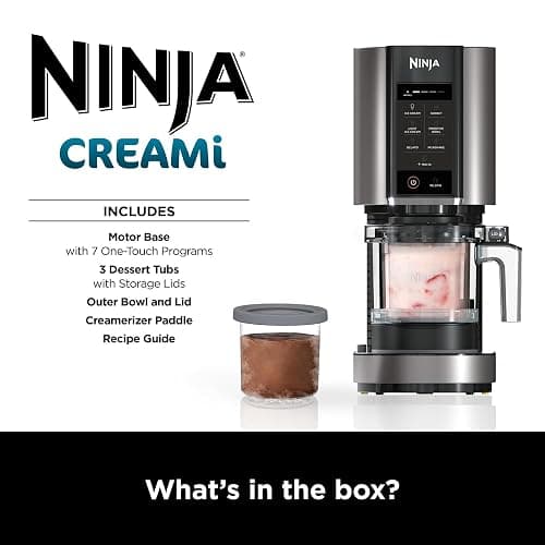 Ninja CREAMi Ice Cream Maker & Frozen Dessert Maker with 3 Tubs, 7 Programs, Makes Ice Cream, Gelato, Sorbet, Smoothie Bowl, Milkshakes and more, Black/Silver, Makes 1.4L of Ice Cream, NC300UK thumbnail 4