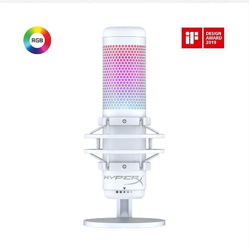 HyperX QuadCast S – RGB USB Condenser Microphone for PC, PS5, Mac, Anti-Vibration Shock Mount, 4 Polar Patterns, Pop Filter, Gain Control, Gaming, Streaming, Podcasts, Twitch, YouTube, Discord – White - White - QuadCast S White - Microphone thumbnail 15