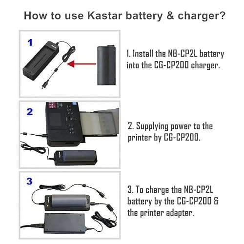 Kastar 1-Pack NB-CP2L Gray Battery and CG-CP200 Charger Compatible With Canon NB-CP1L, NB-CP2L, NB-CP2LH Battery thumbnail 3