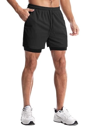 Aolesy Men's Gym Shorts with Liner 5"/7"/9" Lightweight Running Shorts Mesh Workout Athletic Shorts with Pockets thumbnail 5