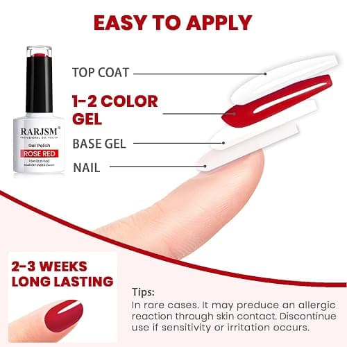 RARJSM Black White Gel Nail Polish Red Nail Polish Set Soak Off Gel Polish 3PCS 7.5ML UV LED Curing Required NailPolish Nail Art French Manicure DIY at Home thumbnail 5