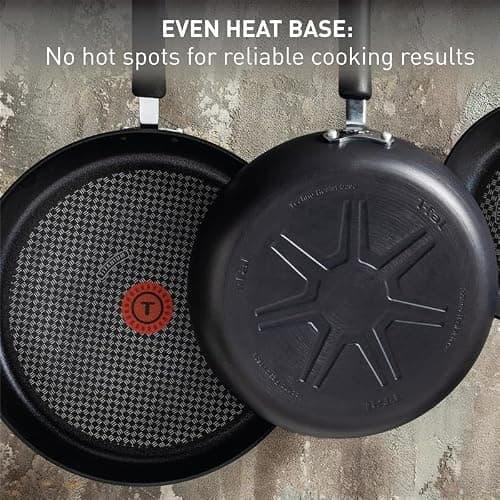 T-Fal Ultimate Hard Anodized Nonstick Pots and Pans Set 17 Piece, Nonstick Cookware Set with Fry Pan, Saucepans, Saute-Pan, Griddle, Dishwasher Safe, Onyx thumbnail 7