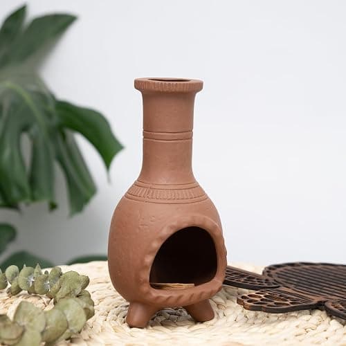 MOUGIGI Handmade Terracotta Palo Santo Holder Burner for Smudging and Meditation - Mexican Style Chiminea Clay Incense Dish for Wiccan Altar and Negative Energy Cleansing thumbnail 3