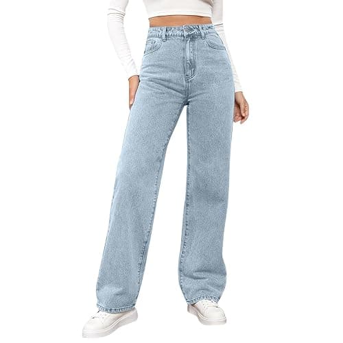 MGWTFZDL High Waisted Jeans for Women Straight Leg Denim Pants Wide Leg Jeans High Rise Baggy Pants with Pockets Streetwear - Image 1