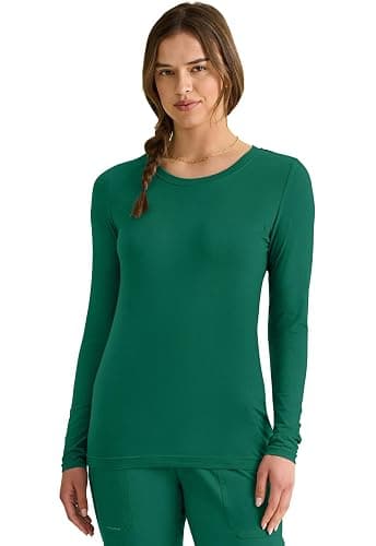 Healing Hands Women's Underscrub Soft Knit Melissa Longsleeve Scrub Tee with Breathable & Easy Care Fabric 5047 - X-Small - Hunter - Image 1