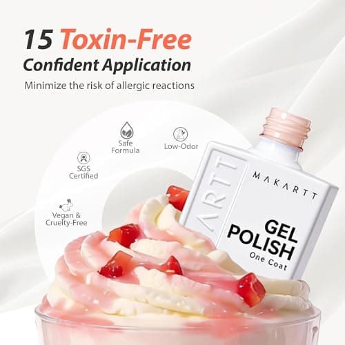 Makartt Ultra-Pigmented Gel Nail Polish Nude 15ml, One N'Done Nude Gel Polish One-Coat High-Gloss Ceramic Shine, Salon-Grade UV Nail Art Manicure DIY Salon Home - Barely There thumbnail 5