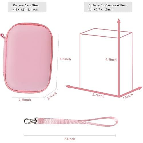 Leayjeen Digital Camera Case Compatible with CAMKORY/Canon PowerShot ELPH 180/ Sony DSCW800/ FHD 1080P 44MP Point Digital Camera,Compact Digital Camera-Pink(Case Only) thumbnail 3