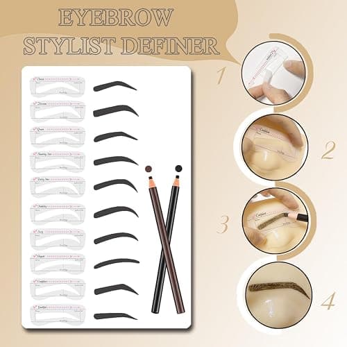 Makeup Practice Face Board, Reusable Silicone Makeup Mannequin Face with Makeup Practice Kit for Makeup Students and Beginners, Come with Makeup Brushes Set Eyeshadow Eyeliner Eyebrow Stencils thumbnail 6