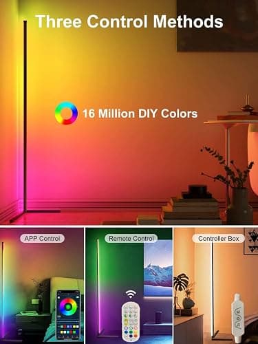DeeprBling Lampadaire LED d'Angle, 165cm Lampe sur Pied RGB avec APP Contrôle et Télécommande,16 Millions Couleurs et 300 Modes, Musique Sync et Temporisation, Lampe d'Ambiance Moderne pour Salon thumbnail 3