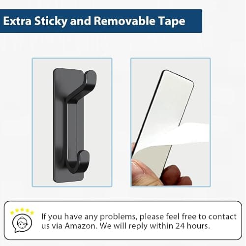 pickpiff Adhesive Hooks for Coat and Towel: 13LB Strong Hanger Stick on Wall and Door, Black 4 Pack thumbnail 5