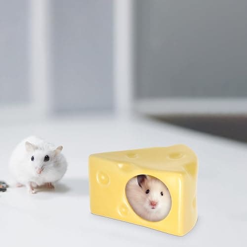 HYTROVE Small Pet Ceramic Hamster Hideout Cheese Shaped Cooling Nest for Rest, Play and Sleep with Safe Material thumbnail 7