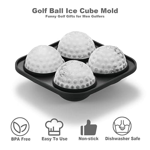 ACOOKEE Novelty Golf Gifts Ball Ice Maker Mold, 2.2" Large Sphere Round Ice Cube Mold for Cocktails, Whiskey, Bourbon Chilling, 4 Hole Fun Shapes Big Silicone Circle Ice Cube Trays thumbnail 3