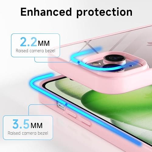 LoeoeL for iPhone 15 Case Clear, Transparent Hybrid 15 Phone Case [Hard Plastic & Soft Silicone Bumper] Acrylic Non Yellowing Thin Slim Protective Cover for Women, Light Pink thumbnail 5