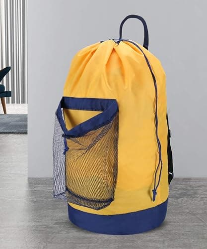 Dalykate Backpack Laundry Bag, Laundry Backpack with Shoulder Straps and Mesh Pocket Durable Nylon Clothes Hamper Bag with Drawstring Closure for College, Travel, Laundromat, Apartment thumbnail 2
