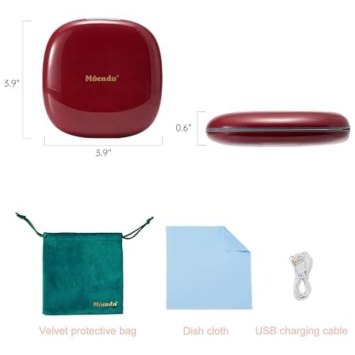 Mocado Compact Mirror with Light-4 Inches Compact 1x/10x Magnifying Mirror | Double Sides Lighted, 3 Colors Lighting, 0-100% Brightness, Diammable Touch, 1200mAh Rechargeable, For Pocket, Purse thumbnail 2