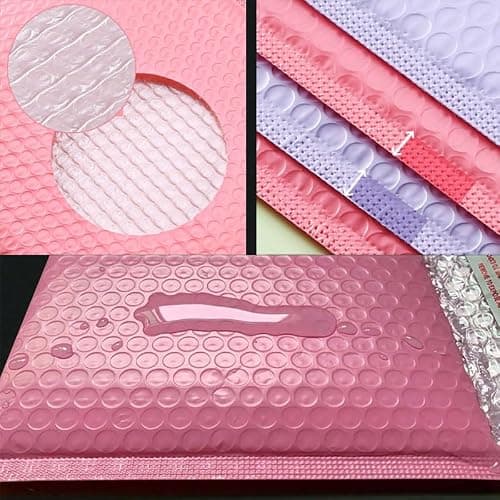 10 PCS Waterproof Self-Adhesive Bubble Bags - Foam Packaging Bags for Mailing, Compression Buffering & Safe Storage, Suitable for Home & Office Use (Pink-10pcs) thumbnail 6