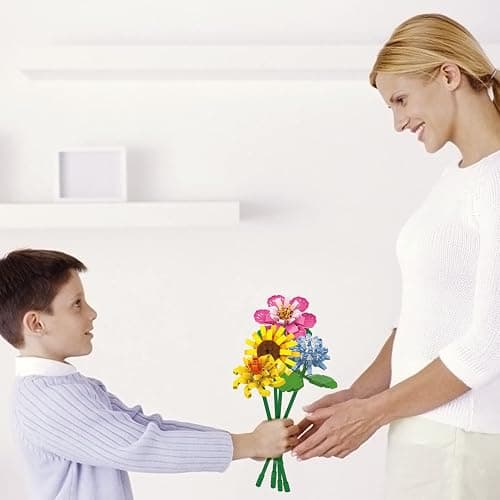 SIENON Blumenstrauß Bausatz, 1064 Stück 12 Arten von Blumen Sammlung, Bausteine Blume Ziegel Spielzeug kreatives Projekt für Zuhause Zimmer Dekoration Valentinstag Weihnachten Geburtstag thumbnail 6