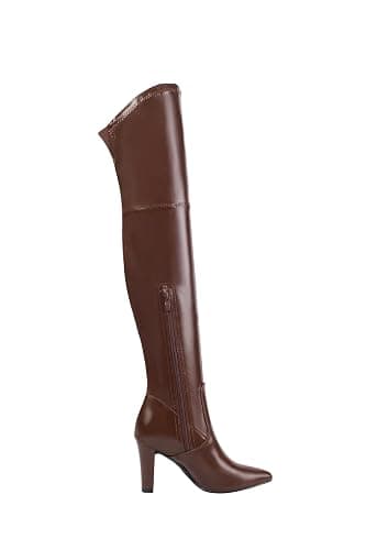 Shoe'N Tale Women Stretch Suede Chunky Heel Over The Knee Boots Thigh High for Women thumbnail 3