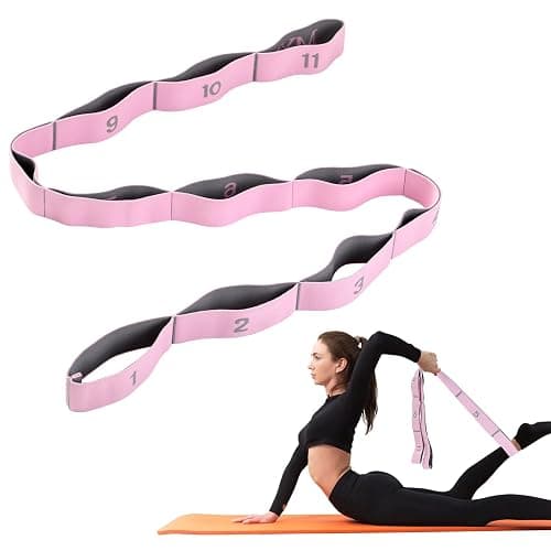 AiQInu Yoga Stretch Gurt, Resistance Bands Mit 11 Schleifen, Hochelastischer Fitnessbänder, Hochelastischer Elastische Widerstandsbänder für Pilates Fitness Stretching Training - Image 1