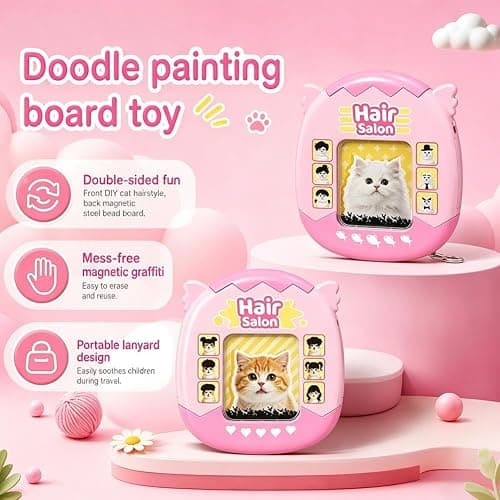 2-in-1 Cat Magnetic Drawing Board - DIY Hair Styling Toy | Magnetic Cat Hairstyle Toy,Funny DIY Cat Hair Style DrawingBoard with Stylus Pen,Portable Stress Relief Toys thumbnail 7