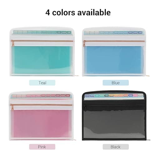Mukawa 13 Pocket Zippered Expanding File Folder, Accordion File Organizer for Documents Letter Size A4 Papers (Pink) thumbnail 8