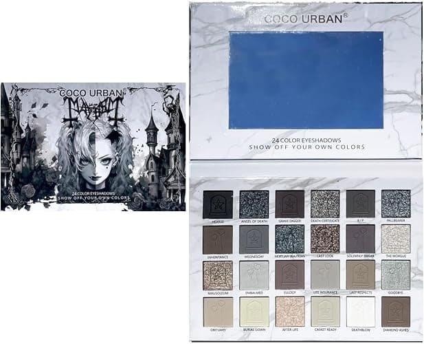 Katiluxiya 24Colors Black Grey Smokey Eyeshadow Palette, Matte Black Smoky Eye Shadow Palette, Shimmer High Pigmented Basic Black White Gray Shade Eye Black Makeup for Halloween. (24, Colors) thumbnail 6