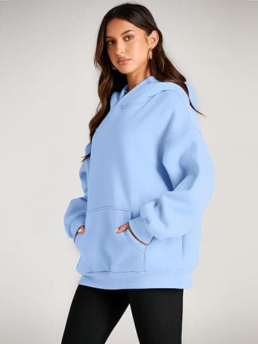 Trendy Queen Womens Oversized Hoodies Fleece Sweatshirts Fall Fashion 2025 Pullover Sweaters Winter Clothes - Sky Blue - Small thumbnail 3