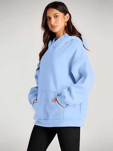 Trendy Queen Womens Oversized Hoodies Fleece Sweatshirts Fall Fashion 2025 Pullover Sweaters Winter Clothes - Sky Blue - Small thumbnail 3