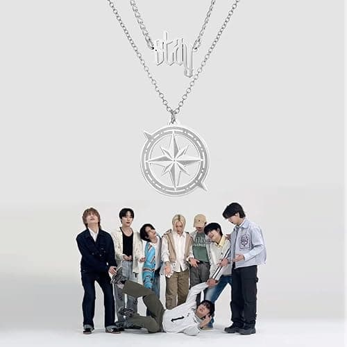 Travel Artisan Stray Necklace SKZ Inspired Merch Necklace Set –“Stay” Pendant Compass Design Jewelry Accessory for Stay Fans Gifts - Stay&Compass Necklace thumbnail 2