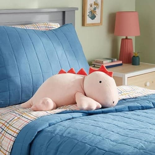 KOWSI® 1.4 LB Weighted Stuffed Stegosaurus Animals - 16 Inch Squished Long Dinosaur Jumbo Pillow - Soft Pink Dino Stuffed Animal Toy - Lumbar Back Cushion Soothing for Kids Adults (Stegosaurus) thumbnail 2