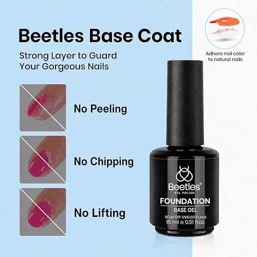 Beetles 3Pcs 15 ml Builder Nail Gel with Base and No Wipe Top Coat | Gel Polish Kit for Gloss Finish and Long-Lasting UV/LED Lamp Required Gift for Women thumbnail 4