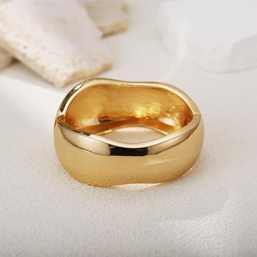 RAUCHBE Chunky Gold/Silver Bangle Bracelets for Women Thick Arm Cuff Bangle Bracelet Wrist Wrap Bracelet Jewelry thumbnail 7