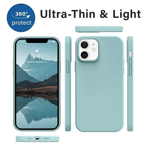 AOTESIER Compatible with iPhone 12 and iPhone 12 Pro Case 6.1 inch,Silky Touch Premium Soft Liquid Silicone Rubber Anti-Fingerprint Full-Body Protective Flexible Bumper Case (Mintcream Green) thumbnail 9