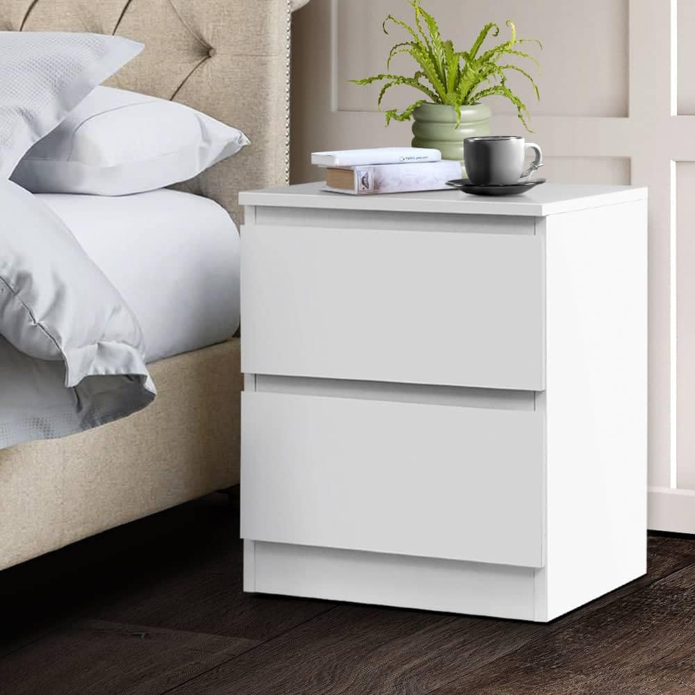 Artiss Bedside Table with 2 Drawers, White Bed Side Tables Storage Small Narrow Desk Chest of Drawer, Lamp Stand Nightstand Cabinet, Bedroom Living Room Home Furniture thumbnail 2