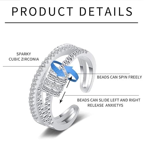Fidget Ring for Anxiety Women,Rings for Teen Girls,Give Kids/Daughter/Mum/Granddaughter Gifts,with Spinner of Ring,Hug Mother Gift,Can Calm Mood And Health Sleep,Adhd Aids,Unusual Adjustable Jewellery thumbnail 3
