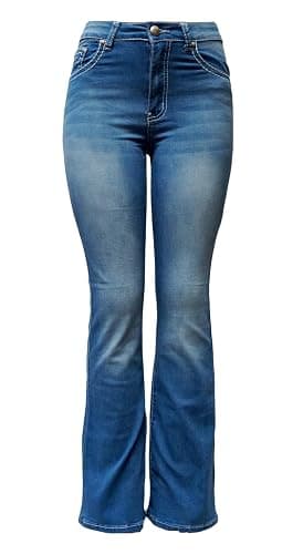 Jack David H&Y U-Cute Rose 2 Rhinestone Studded Denim Bootcut Flap Pocket Jeans thumbnail 3