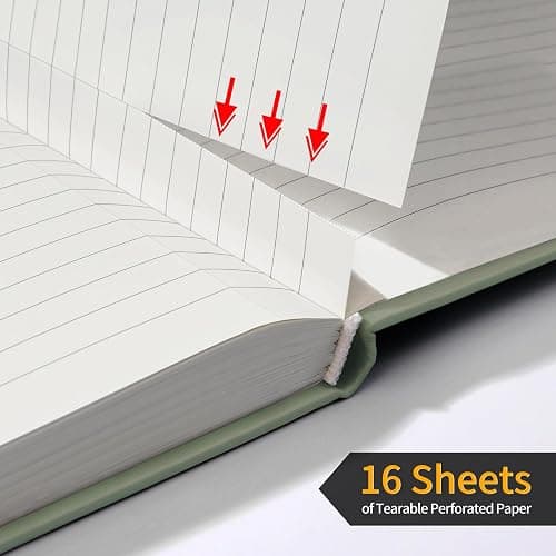 Annecy Lined Journal Notebook, Hardcover Leather Journal for Women & Men, 160 Numbered Pages, Medium 5.5" x 8.25", 100 GSM Thick Paper, Grey Green thumbnail 5
